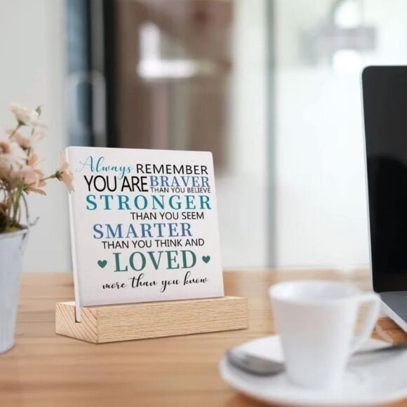 NEW Motivation Quote Desk Decor with Wooden Stand Inspirational Quote Plaque - Picture 3 of 13